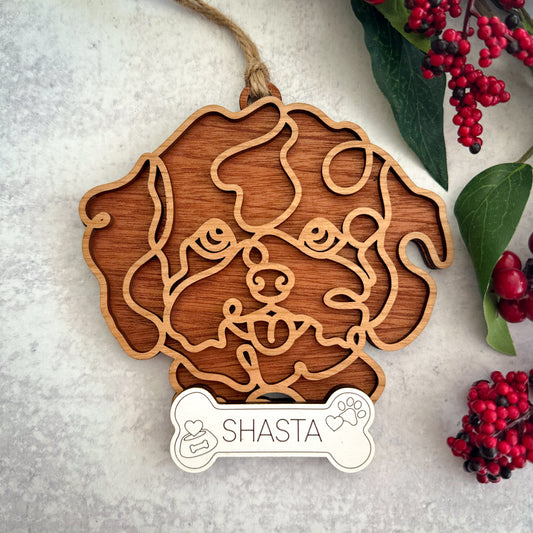 Personalized Dog Breed Wood Ornament | Custom Pet Name Keepsake | Dog Lover Gift