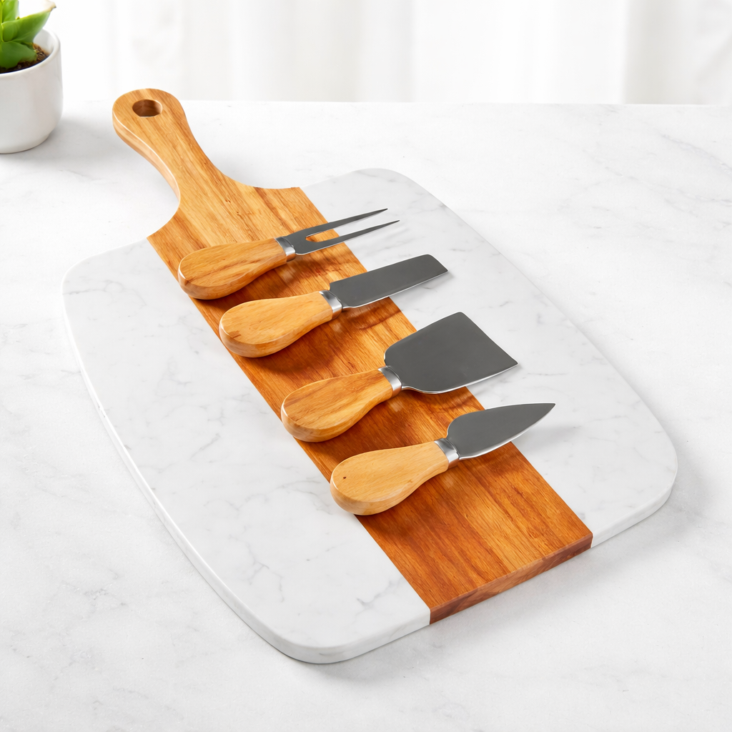Artisan Marble & Acacia Serving Set: A Personalized Entertaining Essential