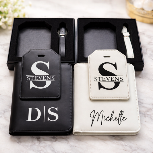 Personalized Passport Wallet & Luggage Tag Travel Set