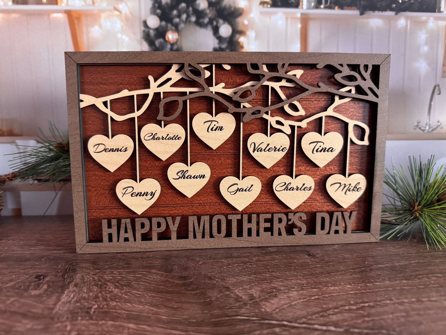 Hanging Hearts Family Frame