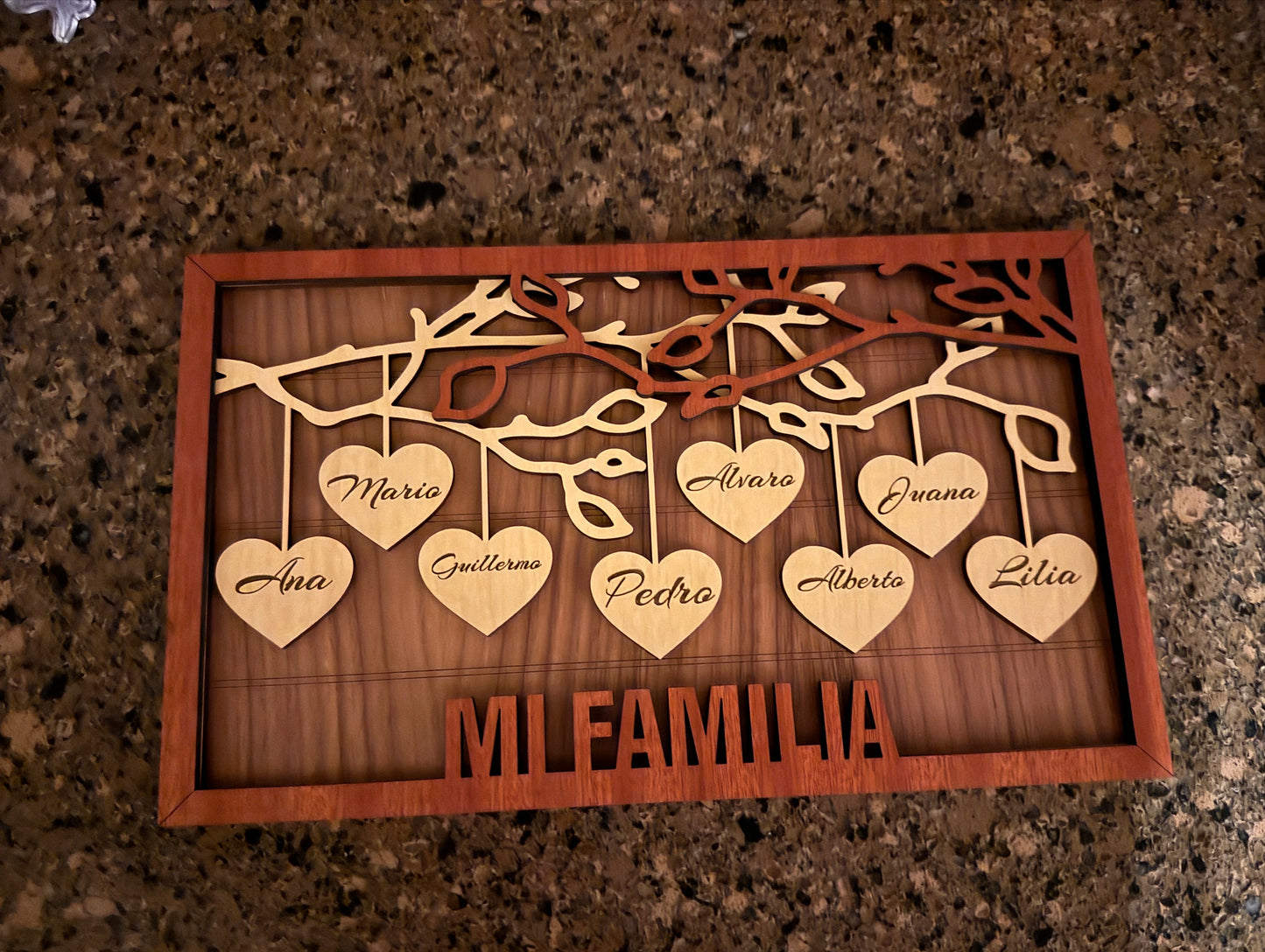 Hanging Hearts Family Frame
