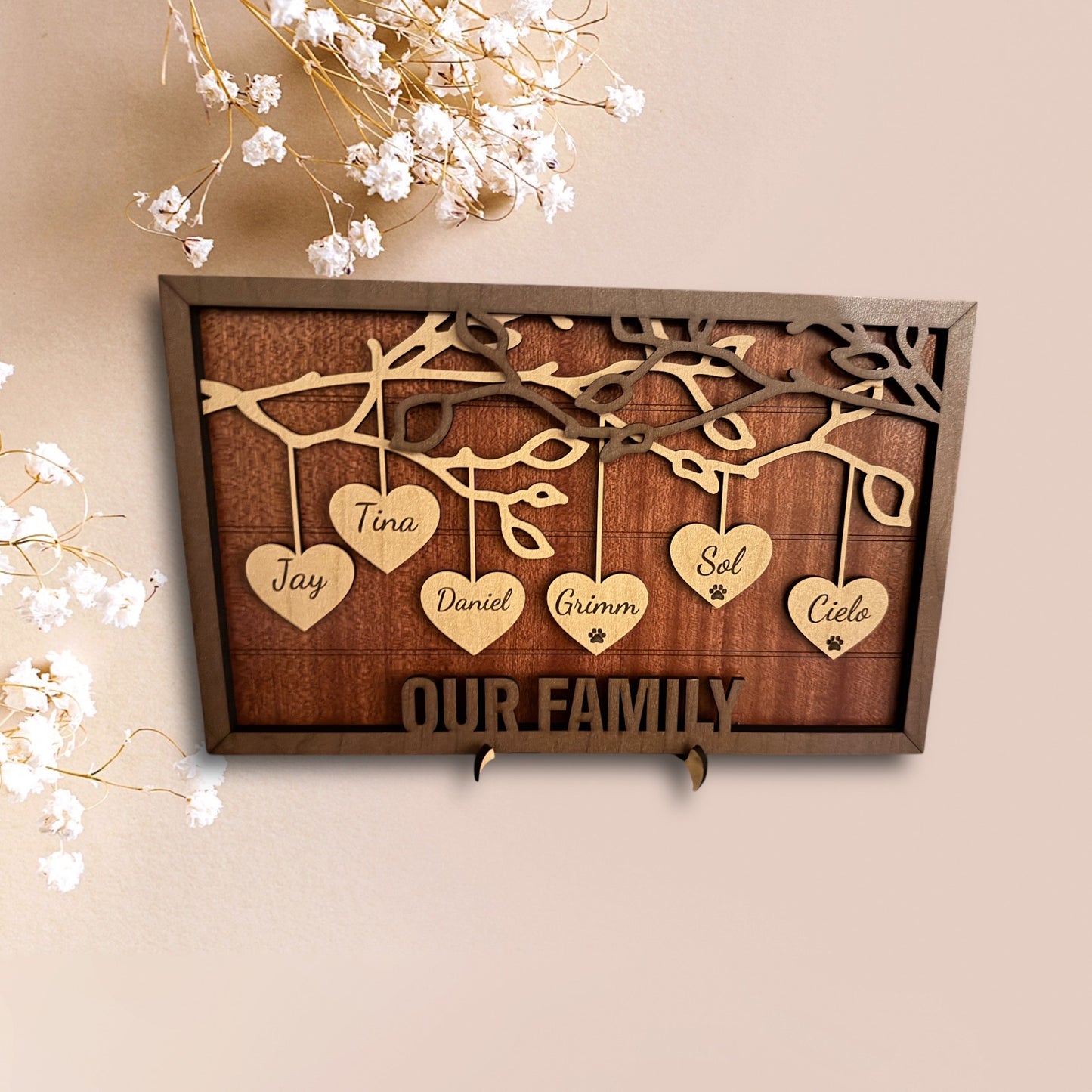 Hanging Hearts Family Frame