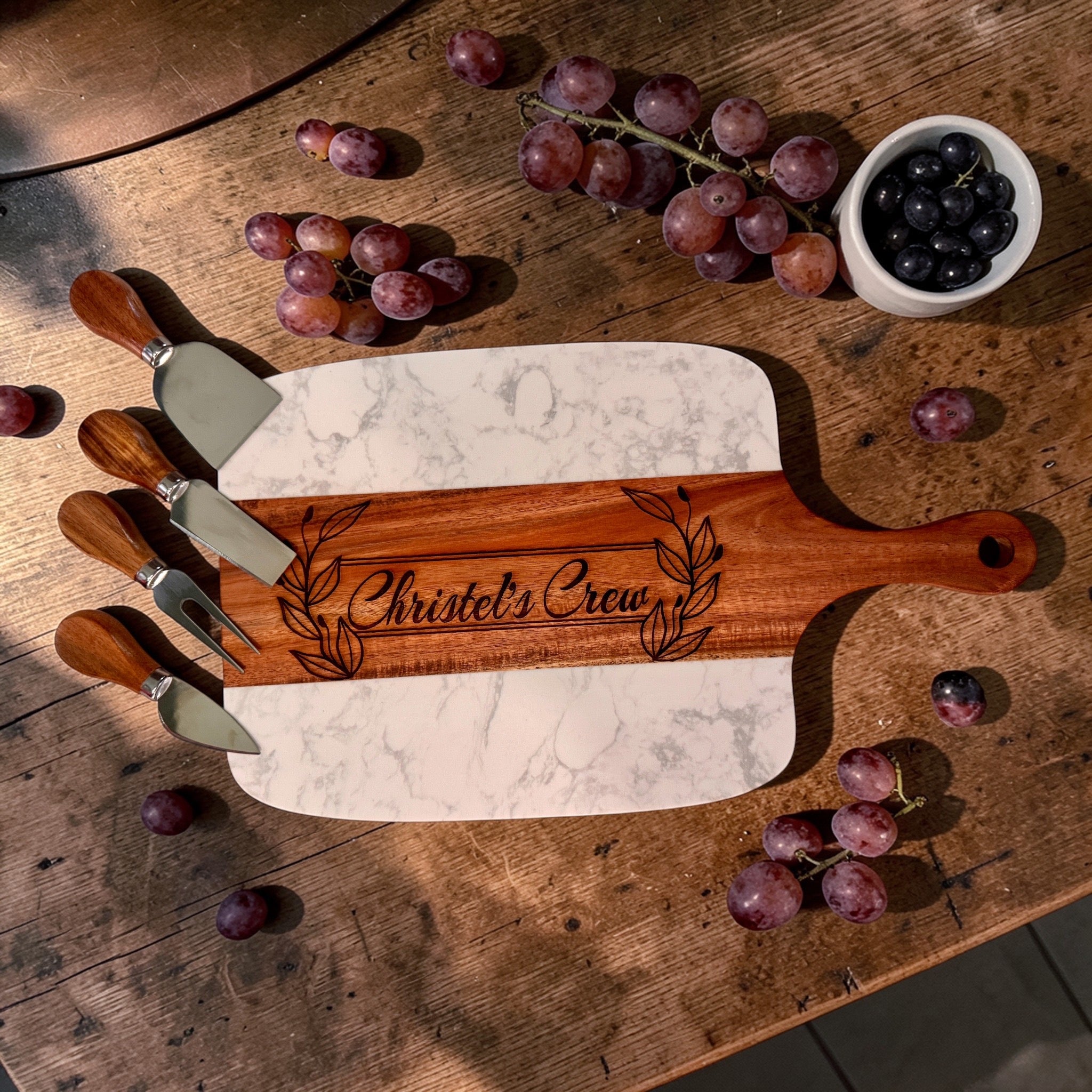Artisan Marble & Acacia Serving Set: A Personalized Entertaining Essential