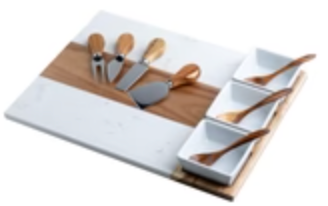 Marble & Acacia Charcuterie Board – 11 Piece Gift Set