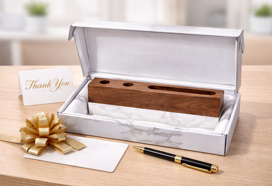 Custom Marble Desk Name Plate with Pen and Business Card Holder